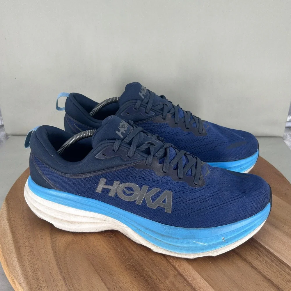 Hoka Bondi 8 Mens Road Running Shoes Blue 1123202 OSAA Size 13 D Cushion Comfort